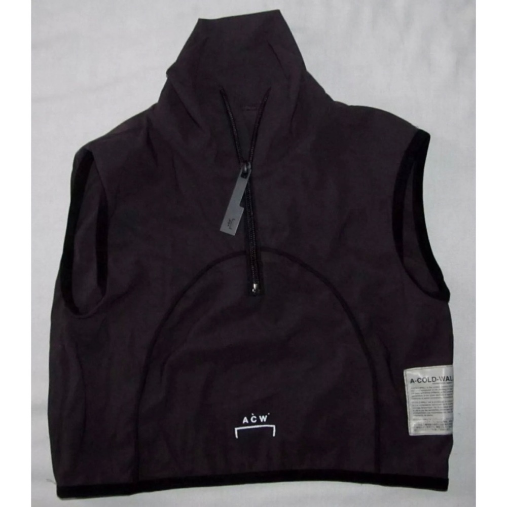 A Cold Wall ACW Brown Cropped Zip Sleeveless Athletic Tank Top Shirt Size Medium